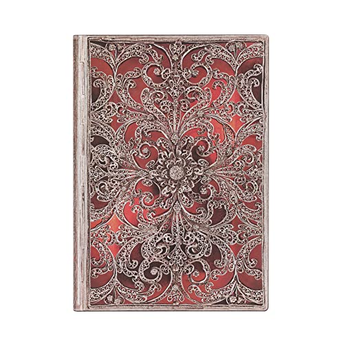 Garnet (Silver Filigree Collection) Midi Unlined Softcover Flexi Journal: Flexi softcover, 100 gsm, ribbon marker, memento pouch, elastic closure von Paperblanks