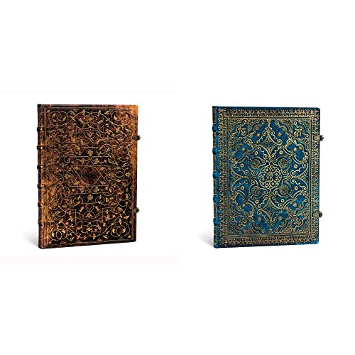 Grolier Ornamentali - Notizbuch Grande Flexi Unliniert - Paperblanks, PB1594-9, Grande (300 x 210) & Equinoxe Azurblau - Notizbuch Ultra Unliniert von Paperblanks