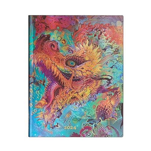 Paperblanks 12 Monate Softcover Flexis-Kalender 2024 Humming Dragon | Tagesüberblick | Ultra (180 × 230 mm) von Paperblanks
