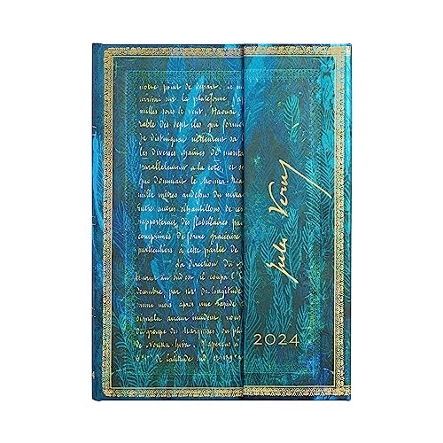 Paperblanks 12-Monatskalender 2024 Verne, 20.000 Meilen | Horizontal | Midi (130 × 180 mm) von Paperblanks