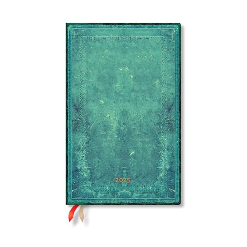 Paperblanks 12-Monatskalender 2025 | Pazifikblau Schlicht | Maxi | Horizontal | Elastikband-Verschluss | französische Version von Paperblanks