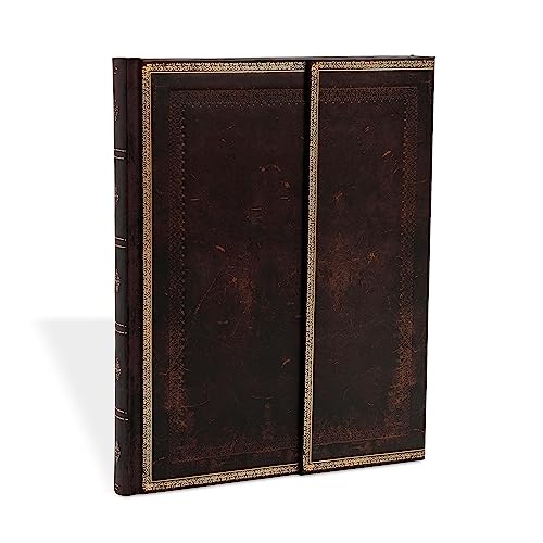 Paperblanks Notizbuch PAPB8447 mit Lesebändchen & Innentasche | Schwarzes Marokkoleder | Ultra (230 x 180 mm) | 144 Seiten | Unliniert von Paperblanks