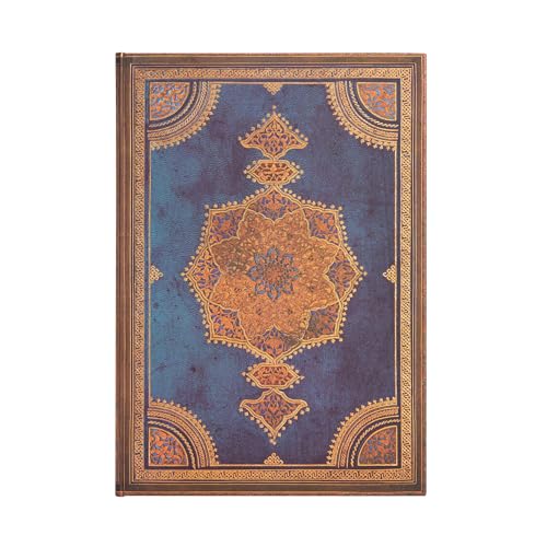 Safavid Indigo (Safavid Binding Art) Grande Unlined Hardcover Journal: Hardcover, 120 gsm, ribbon marker, memento pouch, wrap closure von Paperblanks