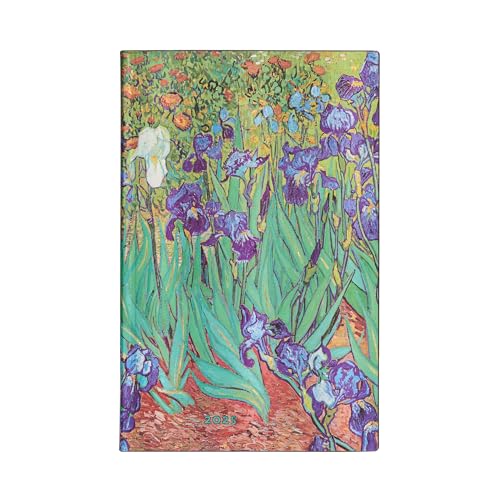 Van Gogh’s Irises Maxi 12-month Horizontal Softcover Flexi Dayplanner 2025 (Elastic Band Closure): tydzień na dwóch stronach, zamykany na gumkę, papier 100 gsm von Paperblanks