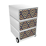 PAPERFLOW Rollcontainer easyBox 3 horizontale Schubladen 642x390x436mm PERSO ART DECO - DUNKELHEIT von Paperflow