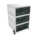 PAPERFLOW Rollcontainer easyBox 3 horizontale Schubladen 642x390x436mm PERSO GRÜNER MARMOR von Paperflow