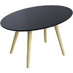 Paperflow Ovaler Tisch Schwarze Tischplatte Buche Rahmen 4 Beine Scandi 650 x 400 x 350 mm von Paperflow