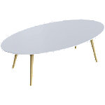 Paperflow Ovaler Tisch Weiße Tischplatte Buche Rahmen 4 Beine Scandi 1150 x 600 x 350 mm von Paperflow