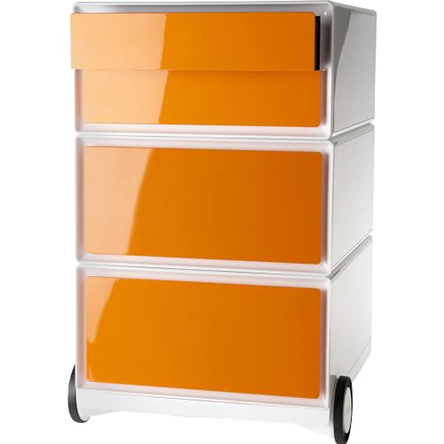 Paperflow | Rollcontainer easyBox® | 2 Schubladen | 2 Schübe flach | weiß/orange von Paperflow