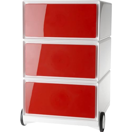 Paperflow | Rollcontainer easyBox® | 3 Schubladen | weiß/rot von Paperflow