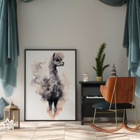 Alpaka Portrait Aus Rauch/Alpaca Poster Premium Ap3167 Animal Art Wandbild Wandbilder von PapergramArt