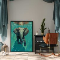 Elefant Portrait Unter Wasser/Elephant Poster Premium Ap3150 Animal Art Wandbild Wandbilder von PapergramArt