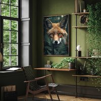 Fuchs Portrait Im Dschungel Poster Premium Ap3046/Animal Art Wandbild Wandbilder von PapergramArt