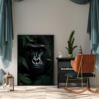 Gorilla Portrait Im Dschungel Poster Premium Ap3048/Animal Art Wandbild Wandbilder von PapergramArt