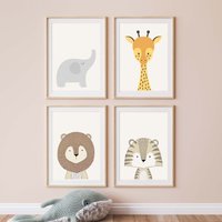 Kinderzimmer Poster Set Premium P716/Safaritiere Babyzimmer Wandbild Wandbilder von PapergramArt