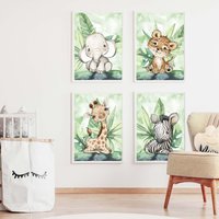Kinderzimmer Poster Set Premium P717/Dschungel Babyzimmer Wandbild Wandbilder von PapergramArt