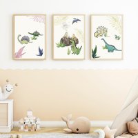 Kinderzimmer Poster Set Premium P725/Dinosaurier Babyzimmer Wandbild Wandbilder von PapergramArt