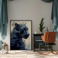 Panther Portrait Aus Rauch/Poster Premium Ap3173 Animal Art Wandbild Wandbilder von PapergramArt