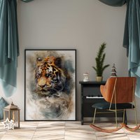 Tiger Portrait Aus Rauch/Poster Premium Ap3174 Animal Art Wandbild Wandbilder von PapergramArt