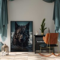 Wolf Portrait Im Wasser Poster Premium Ap3042/Animal Art Wandbild Wandbilder von PapergramArt