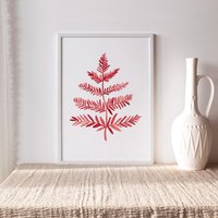 Kunstdruck "Farnblatt Rot" von PaperlandscapeShop