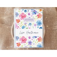 Personalisierte Zeugnismappe Mädchen Mit Name Bunte Wildblumen Urkundenmappe Geschenk Einschulung Dokumentenmappe Aquarell Schule von PaperlaneByEssi