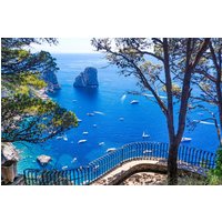Papermoon Fototapete "CAPRI-INSEL STRAND KLIPPEN KÜSTE BLUME GEBIRGE TERRASSE" von Papermoon
