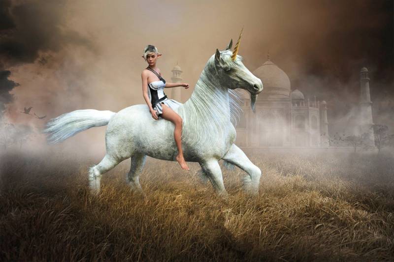 Papermoon Fototapete Einhorn Fantasy Elf von Papermoon