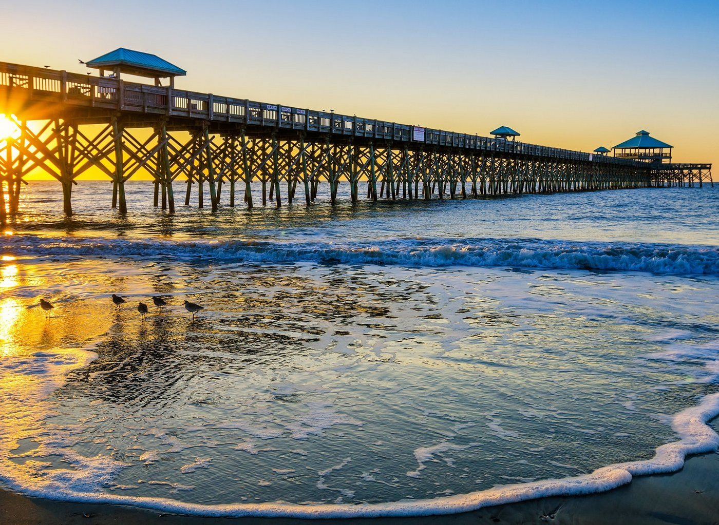 Papermoon Fototapete Folly Pier Winter Sunrise, glatt von Papermoon