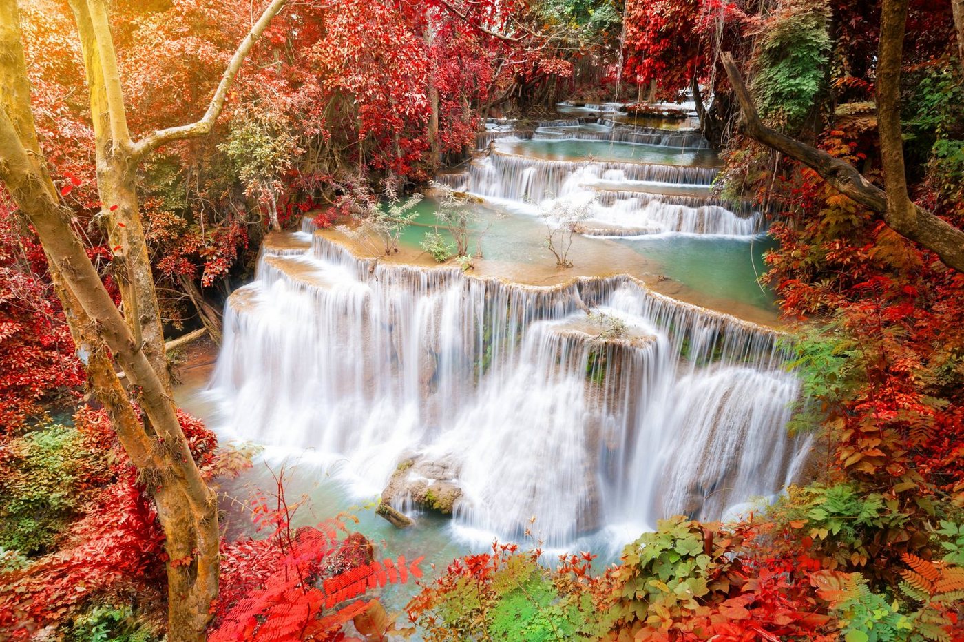 Papermoon Fototapete Huay Mae Kamin Autumn Waterfall, glatt von Papermoon