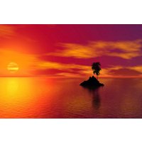 Papermoon Fototapete "Insel im Sonnenuntergang" von Papermoon
