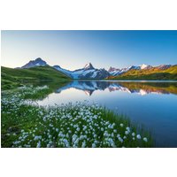 Papermoon Fototapete "LANDSCHAFT-GEBIRGE BERGE SEE ALPEN BLUMEN NATUR TAPETE" von Papermoon