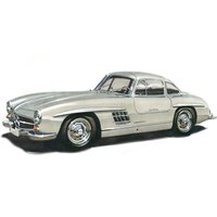 Papermoon Fototapete "MB300SL GULLWING 1954 -VINTAGE AUTO ILLUSTRATION RETRO" von Papermoon