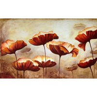 Papermoon Fototapete "MOHNBLUMEN-MALEREI RETRO VINTAGE BLUMEN DEKOR MUSTER" von Papermoon