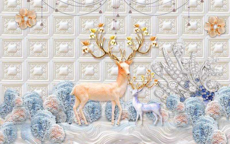 Papermoon Fototapete Muster Hirsche von Papermoon