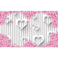 Papermoon Fototapete "Muster mit Blumen und Herzen" von Papermoon