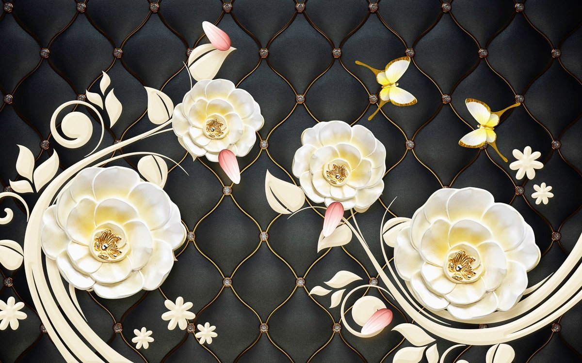 Papermoon Fototapete Muster mit Blumen von Papermoon