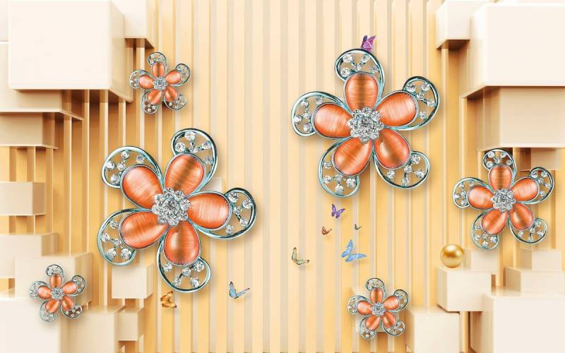 Papermoon Fototapete Muster mit Blumen Papermoon Fototapete Muster mit Blumen von Papermoon