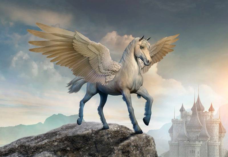 Papermoon Fototapete PEGASUS-PFERDE TIERE PFERD SCHLOSS PALAST FANTASY DEKO Papermoon Fototapete PEGASUS-PFERDE TIERE PFERD SCHLOSS PALAST FANTASY DEKO von Papermoon