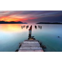 Papermoon Fototapete "PIER-SEE NATUR LANDSCHAFT MEER HOLZ STEG DÄMMERUNG DEKO" Papermoon Fototapete "PIER-SEE NATUR LANDSCHAFT MEER HOLZ STEG DÄMMERUNG DEKO" von Papermoon