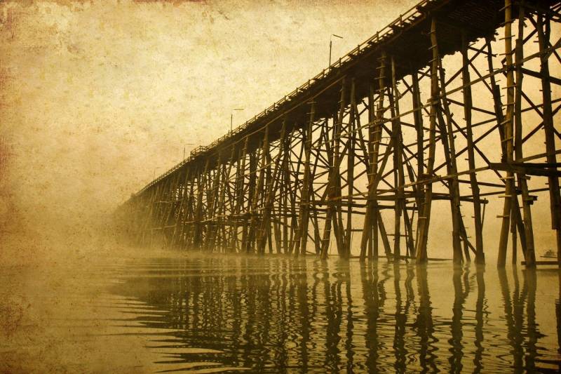 Papermoon Fototapete PIER-SEPIA VINTAGE WANDBILD MEER STRAND STEG OZEAN XXL von Papermoon