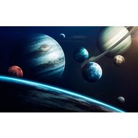 Papermoon Fototapete "PLANETEN SATURN ERDE MOND WELTALL SPACE" von Papermoon