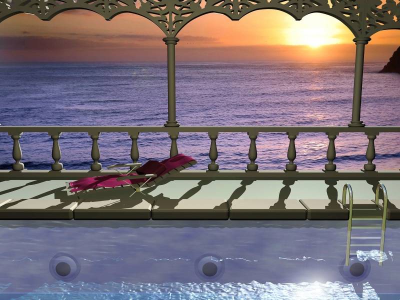 Papermoon Fototapete Pool am Meer von Papermoon