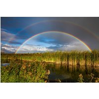 Papermoon Fototapete "REGENBOGEN ÜBER FLUSS-LANDSCHAFT NATUR HIMMEL WOLKEN" von Papermoon