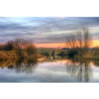 Papermoon Fototapete "STEIN-BRÜCKE-FLUSS SEE STRAND SONNE WALD BÄUME NATUR" von Papermoon