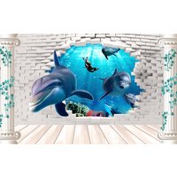 Papermoon Fototapete "Unterwasserwelt mit Mauer" von Papermoon