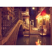 Papermoon Fototapete "VENEDIG-CANAL GASSE ALTSTADT RETRO GASSE BLUMEN MAUER", Motiv von Papermoon