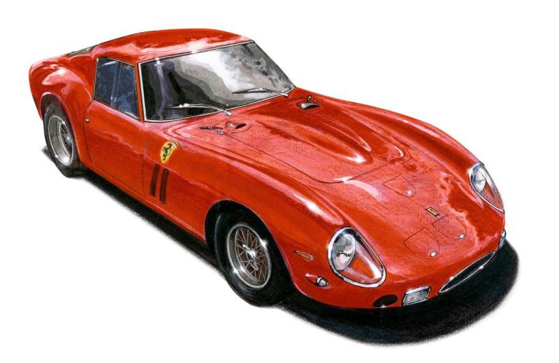 Papermoon Fototapete VINTAGE 250GTO-AUTO ILLUSTRATION RETRO LUXUS XXL DESIGN von Papermoon