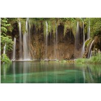 Papermoon Fototapete "WASSERFALL-FLUSS SEE WALD STEINE BLUMEN BERGE BACH XXL" von Papermoon