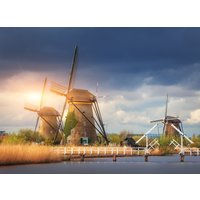 Papermoon Fototapete "Windmills Kinderdijk Sunset" von Papermoon